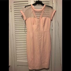 Illusion Yoke Crepe Cocktail Dress